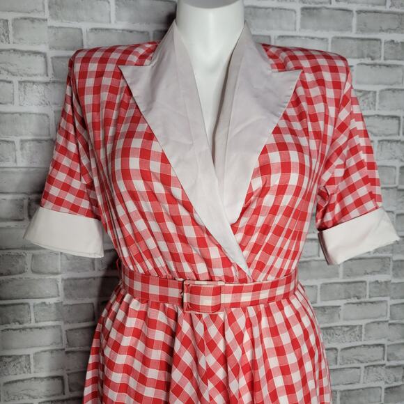 VTG Vicky Vaughn Red & White Checkered Picnic Dress - Picture 4 of 6
